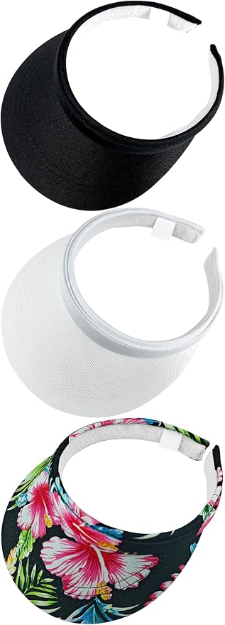 3 Pack Sports Sun Visor Hat Women Men Adjustable Clip On Visors Outdoor Golf Beach Cap