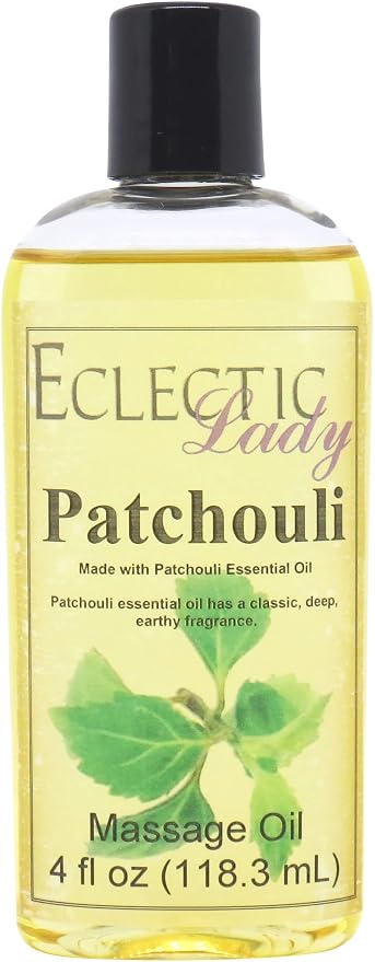 Patchouli Massage Oil, 4 oz, Natural Ingredients Sweet Almond & Jojoba Oil