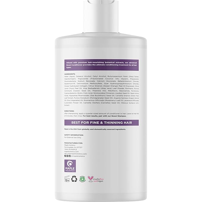 Boost Biotin Conditioner for Thinning Hair - Sulfate Free Biotin and Collagen Conditioner for Women & Men with Moisturizing and Volumizing Castor and Rosemary Oil for Fine Weak & Dull Hair (16 Fl Oz)