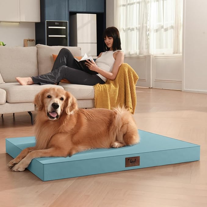 Waterproof Orthopedic Outdoor Dog Bed XL for Extra Large Dogs | Egg Crate Foam for Joint Support, TPU Waterproof Layer, Machine Washable 1680D Oxford Cover, 44 x 32 Inch, Up to 90 lbs