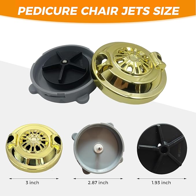Universal for Pipeless Magnetic Jet Head Motor for LURACO Jet Motor Pedicure spa Chair Part Magnetic Head BF-004 Pedicure spa Tubs Includes Propeller and Cap Gold