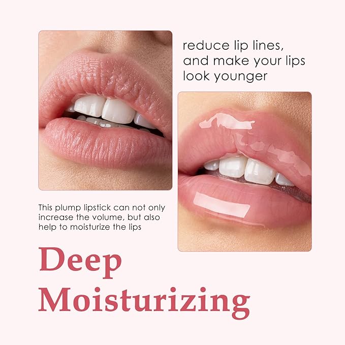 Lip Plumper, Extreme Plumping Lip Fuller, Hydrating and Transparent Lips Balm, Volumizing formula, Youthful Fuller Gloss, Smoother Lips and High Glossy, Non-Sticky - Red, 0.21 Fl Oz