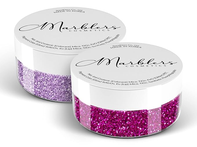 MARBLERS Twinkle Face & Body Glitter Duo [Hot Plum & Light Purple] 0.36oz (10g) | Non-Toxic | Cruelty-Free | Eyeshadow, Nail Polish, Nail Art | Festival, Rave & Party Makeup | Nail Art | Gel Nail