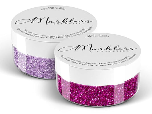 MARBLERS Twinkle Face & Body Glitter Duo [Hot Plum & Light Purple] 0.36oz (10g) | Non-Toxic | Cruelty-Free | Eyeshadow, Nail Polish, Nail Art | Festival, Rave & Party Makeup | Nail Art | Gel Nail