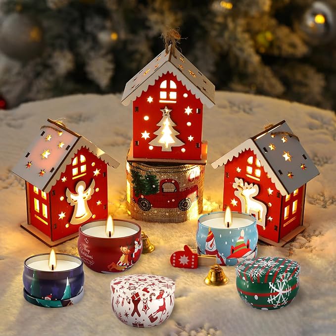 24 Pack Christmas Scented Candles - Natural Soy Wax Advent Candles, Smokeless Clean Burning with Cotton Wick, 2.5oz Mini Jar Candles for Holiday Gifts, Home Decor & Christmas Party Favors