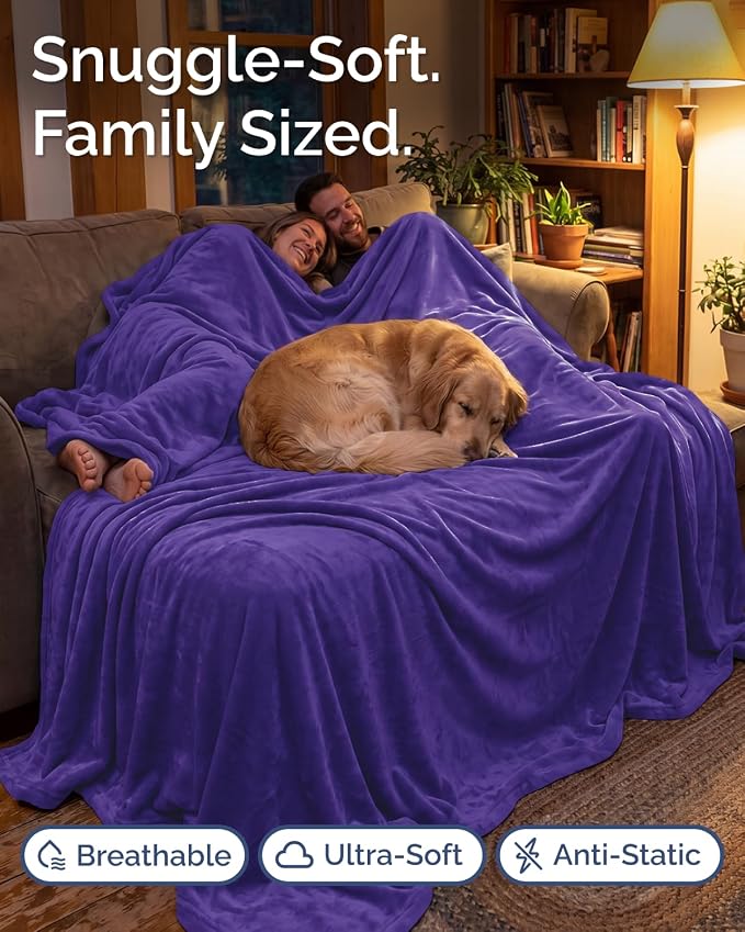 Ultra Soft Fleece Blanket Giant Blanket Size - Flannel Fleece Luxury Blanket - Lightweight for Couch Bed Chair - Thick, Warm and Breathable - All Season Cozy, Purple Haze