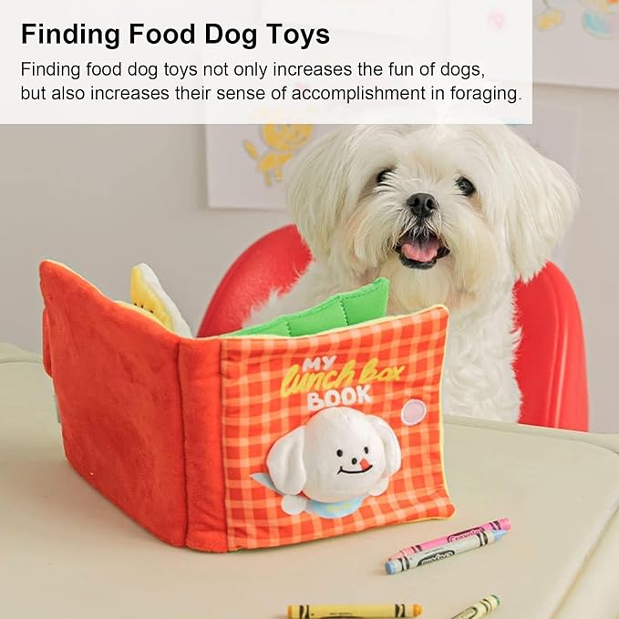 Dog Enrichment Toys, Interactive Sniff Mat Cute Slow Feeder Dog Snuffle Book Interactive Dog Toys Dog Feeding Mat Squeaky Snuffle Mat Puzzle Toys for Pet