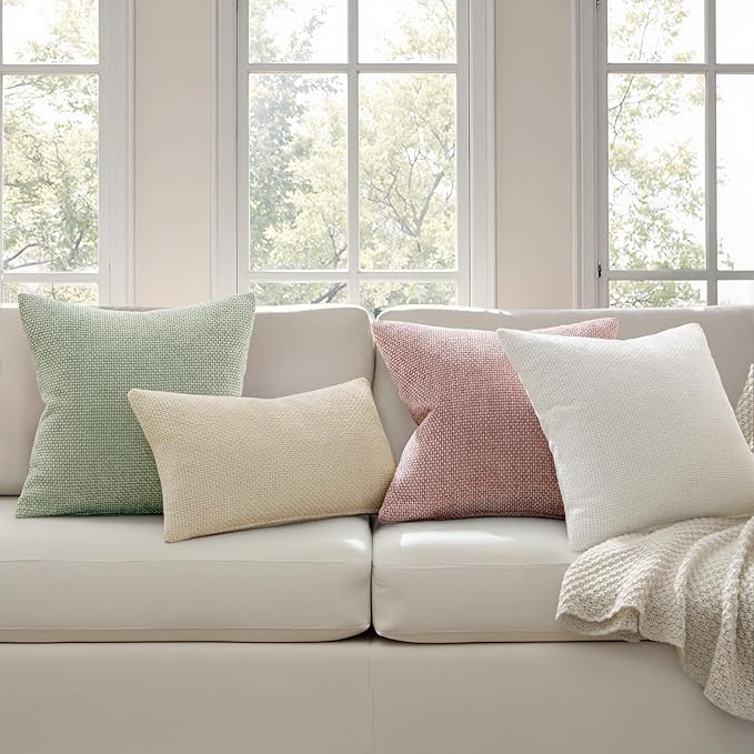 MIULEE Decorative Couch Throw Pillow Covers 20x20 Inch Pink 2 Pack | Modern Boho Accent, Soft Chenille Pillow Covers, Farmhouse Cushion Cases for Home Decor Bed Sofa Living Room