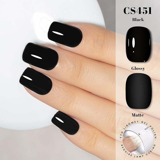 YTD Likomey Black Gel Nail Polish,15ml Salon Home DIY Manicure and Pedicure Fall Winter Soak Off UV Color Varnish,CS451