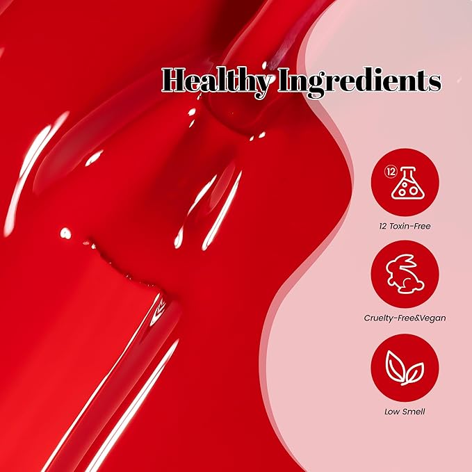 YTD Likomey Bright Red Gel Nail Polish,15ml Salon Home DIY Manicure and Pedicure Fall Winter Soak Off UV Color Varnish,CS446