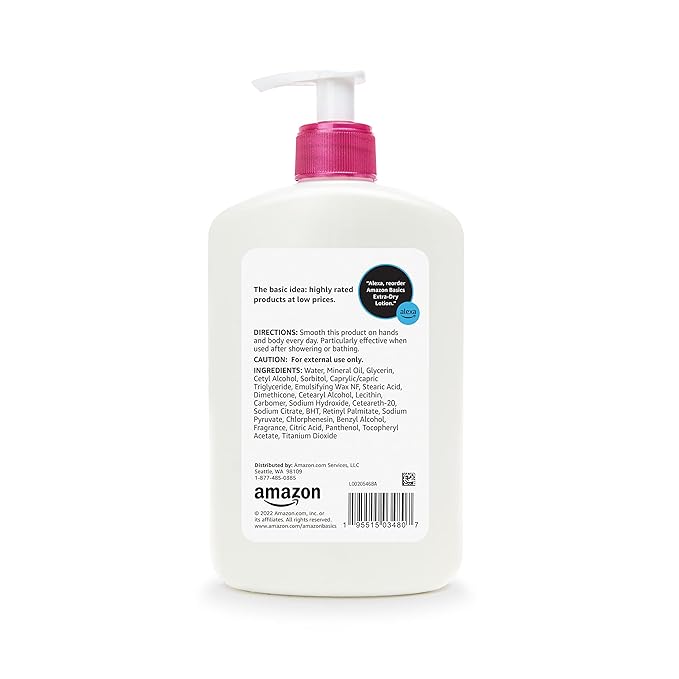 Amazon Basics Non-Greasy Body Moisturizer Lotion for Extra-Dry Skin with Vitamins B5 & E, Clean Scent, 16 fl oz, 3-Pack (Previously Solimo)