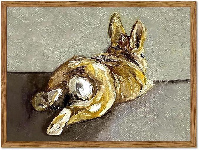 Framed Vintage Easter Bunny Wall Art, Cute Rabbit Pictures Wall Decor, Rustic Farmhouse Animal Paintings Canvas Prints Cottagecore Home Decor for Living Room Nursery Bedroom 12x16 inch
