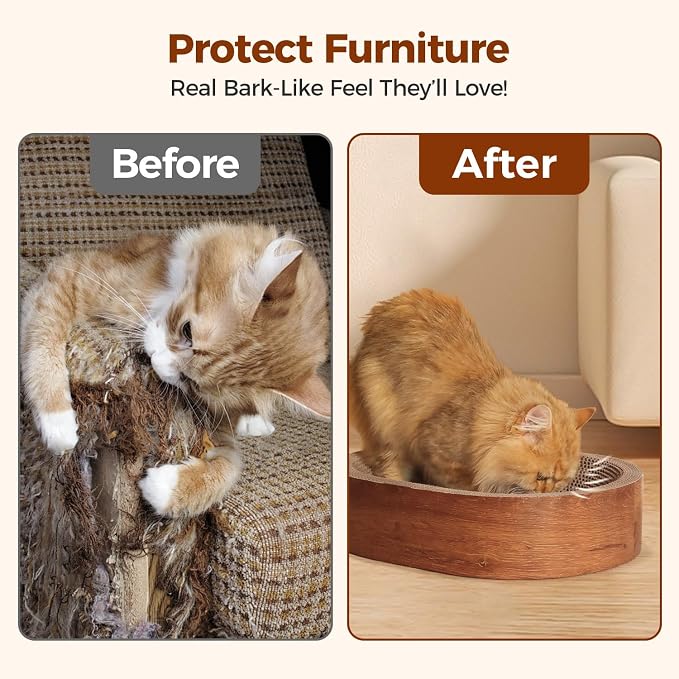 ComSaf Cat Scratcher Bed, Oval Cardboard Scratch Pad Bowl for Indoor Cats | Cat Scratching Board, Corrugated Cardboard Surface, Deep Nest Lounger, Furniture Protection, Resting Spot, Claw Care