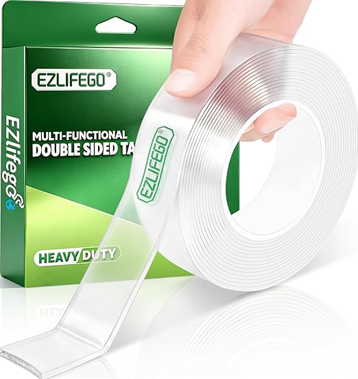 EZlifego Heavy Duty Invisible Bond Nano Double Sided Mounting Tape, 16.5FT | Nano-Tech, Holds up to 72 lbs, All-Purpose, Instant Hold, Industrial-Strength Adhesive, Indoor & Outdoor Decor,Back to School