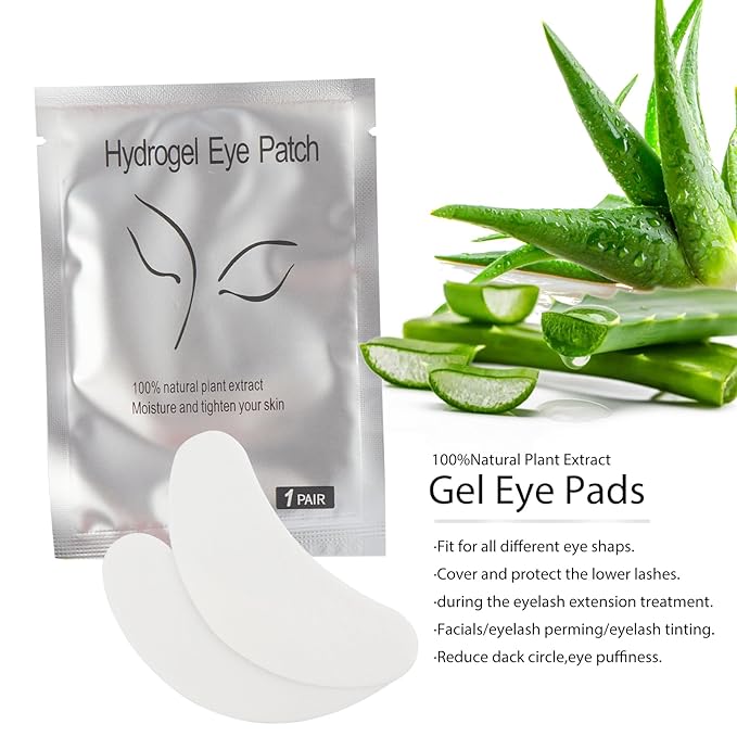 myaokue-up 100 Pairs Eye Gel Pads, Lint Free Under Eye Patches for Eyelash Extensions, Premium Eye Mask Beauty Tool Kit