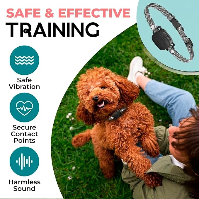 2 Pack Bark Collar for Small Dogs, No Shock Anti Bark Collar, Rechargeable Anti Barking Collar w/2 Vibration & Beep Modes, Waterproof Shockless Smart Dog Stop Barking Control Device