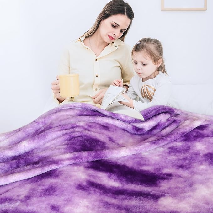 Fleece Blanket Purple Throw Blanket - 300GSM Throw Blanket for Couch, Sofa, Bed, Soft Lightweight Plush Cozy Microfiber Blankets & Throws