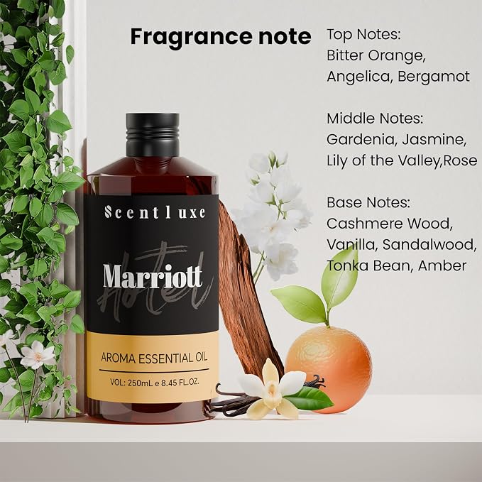 Essential Oils Inspired Marriott Beach Villa Diffuser Oil - Bitter Orange, Jasmine & Lily of The Valley Blend for Home Cleaning Aromatherapy Premium 250mL Hotel Fragrance Oil