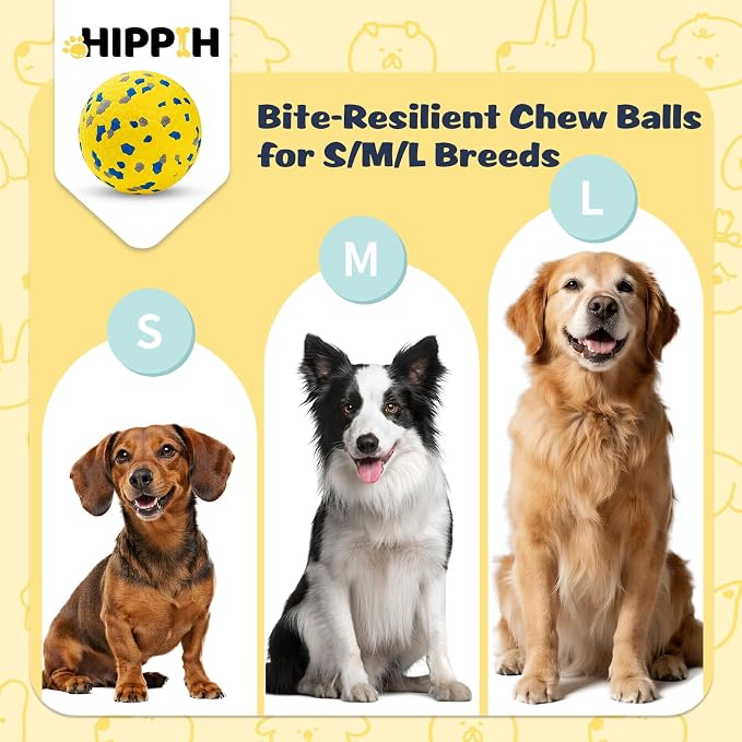 HIPPIH Dog Balls Tennis Balls, Dog Chew Toys for Aggressive Chewers ETPU