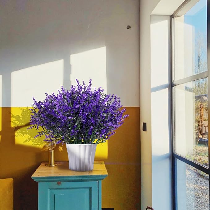 RECUTMS Artificial Fake Outdoor Plants Flowers for Spring Decoration Purple | 36 Bundle Faux Plastic Plants Outdoor Flower UV Resistant Realistic Bushes for Home Outside Planter Window Porch Patio Garden