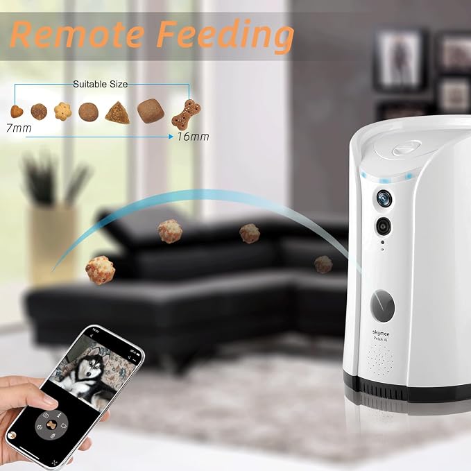 Petalk AI Dog Camera Automatic Treat Dispenser, 5G&2.4G WiFi HD Pet Camera, Remote Treat Tossing