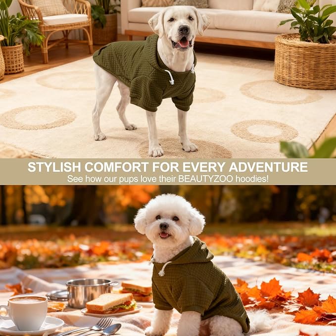 BEAUTYZOO Dog Hoodies Sweater for Large Dogs,Waffle‑Like Laminated Pet Coat | Warm Dog Sweatshirt with Pocket & Leash Hole,Pullover Clothes for Girl Boy Dogs,Stretchy & Easy‑On‑Off,Labrador & Great Danes
