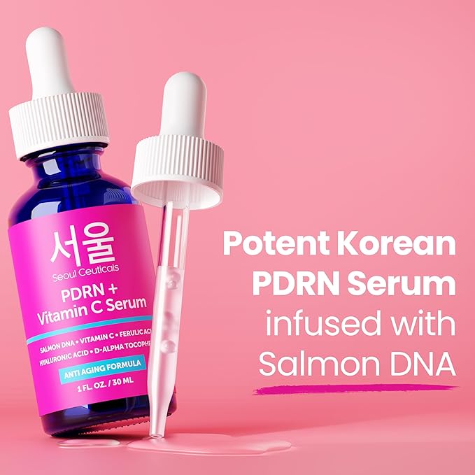 SeoulCeuticals PDRN Serum Salmon DNA Vitamin C Serum – Korean Skincare Anti Aging PDNR Skin Repair Booster – K Beauty PDRM Skin Care for Face 1oz (Pack of 2)