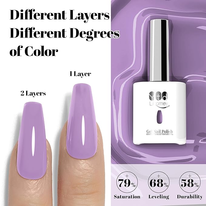 YTD Likomey Purple Gel Nail Polish,15ml Salon Home DIY Manicure and Pedicure Fall Winter UV Color Varnish,CS461