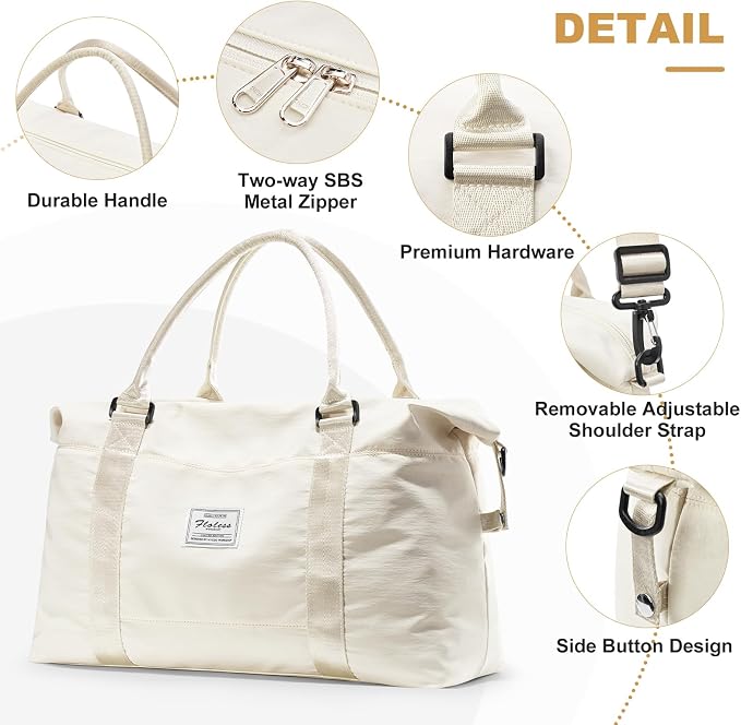 Travel Duffel Bag, Carry On Overnight Weekender Bags for Women | Travel Bag with Wet Pocket & Trolley Sleeve, For Spirit Airlines 18x14x8 Personal Item Bag