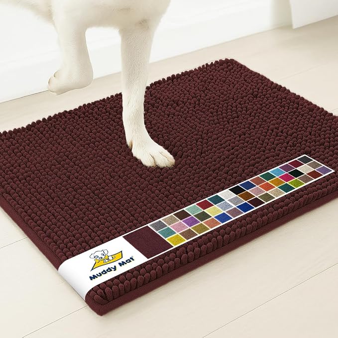 Muddy Mat® | Super Water Absorbent Door Mat Indoor, Microfiber Quick Dry Chenille Entryway Rug, Slip Resistant Front Door Mat, Indoor Mats for Entryway, Machine Washable Pet Rug, Rust 48" x 72"