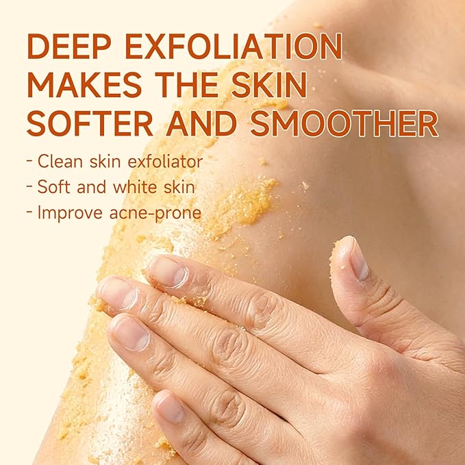 Turmeric & Honey Body Scrub with Shea Butter and Sugar - Moisturizing Exfoliator for Skin Removal, Leaves Skin Soft, Smooth, Full Body, Hands, Feet Use - 21.5 oz