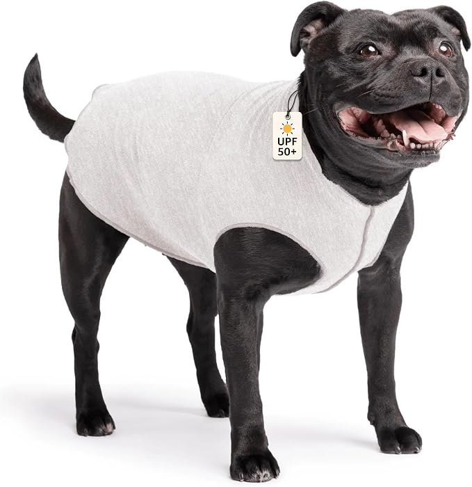 Goldpaw Dog Sun Shirt with UV Protection - Lightweight, Cooling Sun Protection Clothing for Dogs - Reduce Heat Absorption - Pet Clothes Made in the USA - Machine Washable - Size 16 - Pebble Grey