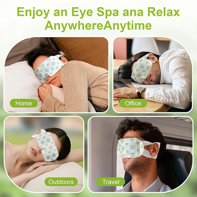 20PCS Steam Eye Masks - Mugwort Heated Eye Mask Self Heating for Eyes, Disposable Warming Eye Mask for Sleep, Wormwood Scent Eye Steam Mask for Spa/Travel, Stress Relif & Relaxation Gifts for Women