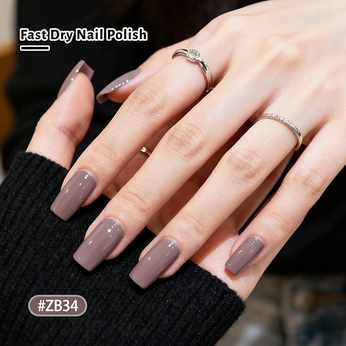 12 PCS Nail Polish Set 10 Color With 2PCS Base and Top Coat Quick Drying Fall Nude Brown White Red Color Holiday Gift for Her 5ML