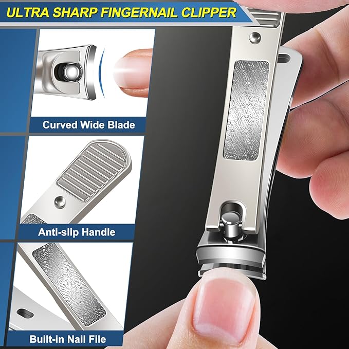 Toenail Clippers for Seniors Thick Toenails, 2026 Large Toe Nail Clippers for Men Thick Nails with Wide Opening, Sharp Heavy Duty Ingrown Toenail Clippers Nail Cutter Long Handle with Slanted Blade