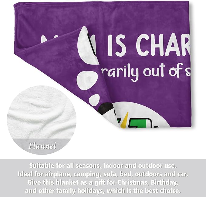 Craftique Mom Birthday Gifts, Funny Gifts for Mom- Mom's Charging Blanket | Mom Gifts for Women from Daughter Son Husband, Super Soft Blanket Throw for Napping Travel, 80”×60”