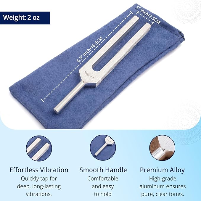 528 hz Tuning Fork for Healing - Precision-Machined Aluminum Alloy - Made in USA - Chakra Healing, Sound Therapy, Reiki, Yoga, Energy Balancing Tools - Tuning Fork Medical Grade.