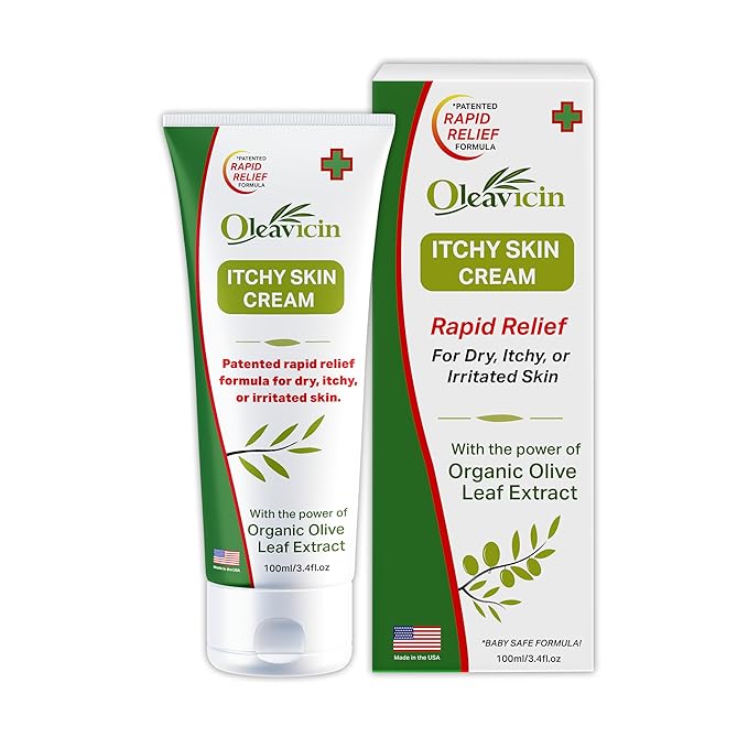Oleavicin Organic Extra Strength Anti-Itch Cream for Dry, Itchy Skin Relief Natural Fungal & Rash Treatment with Olive Leaf Extract Fast-Acting, Long-Lasting Relief