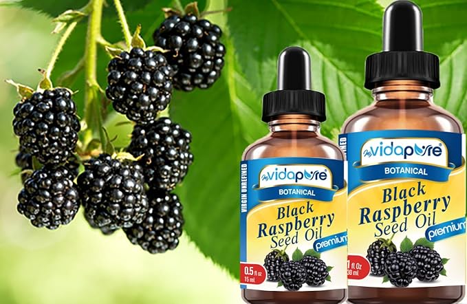 MYVIDAPURE BLACK RASPBERRY SEED OIL 100% Pure VIRGIN UNREFINED for Face, Body, Hair, Lip Care, Nails (0.5 Fl Oz)