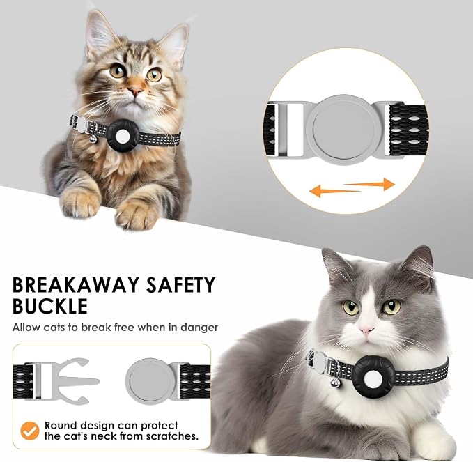 Cat Tracker, MINI Pet Tracker for Cats, Cat GPS Tracker Compatible with Apple Find My App(Only iOS), Real-Time Tracking, Precise Positioning, No Monthly Fee, Smart Alerts, Waterproof