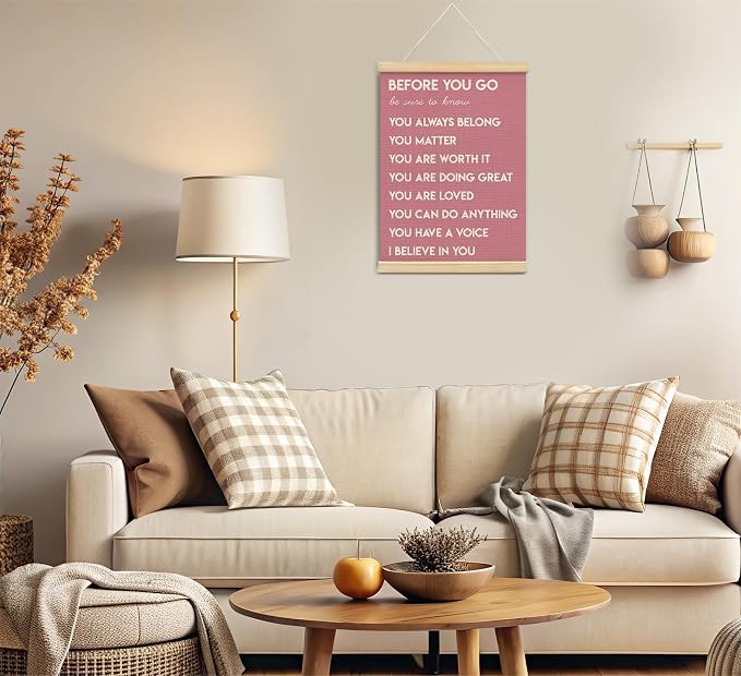 foedor Pink Inspirational Girls Room Classroom Office Wall Art Decor,12x16 | Mental Health Positive Affirmations Wall Art Decor, Therapist Nurse Wall Art Decor for Kids Teen Bedroom Playroom Wall Decor