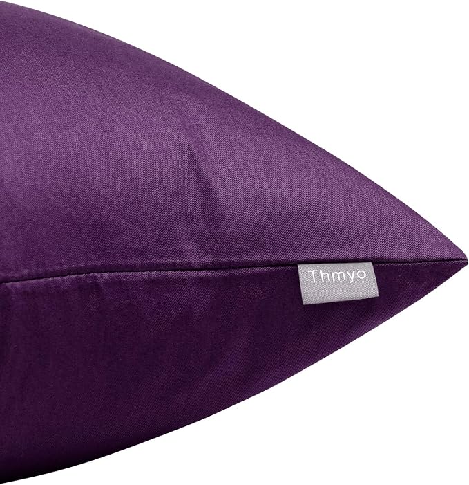 4-Pack 100% Cotton Comfortable Solid Decorative Throw Pillow Case,Thmyo Square Cushion Cover Pillowcase Sublimation Blank Pillow Covers DIY Throw Pillowcase for Couch Sofa(18x18 inch/ 45x45cm,Violet)