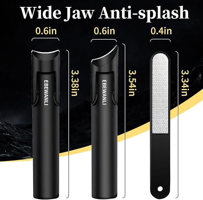 Toe Nail Clippers for Men with Catcher, 15 mm Wide Jaw Opening Anti Splash Slanted Nail Clippers for Ingrown Nails and Curved Blade Thick Toenail Clippers for Seniors, Women