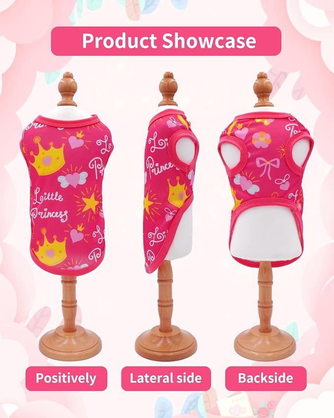 PET SHOW 4 Pack Dog Shirts for Small Medium Dogs Female Tank Top Tee Red Pink T-Shirts Pets Sleeveless Vest Girl Dog Clothes(XX-Large)