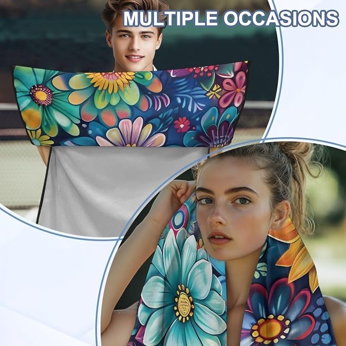 INSTANTARTS Dahlia Car Seat Towel Covers Yoga Towel Car Seat Cover Portable Yoga Mat Car Seat Cover