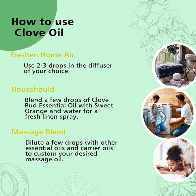 GM Gumili Clove Oil 1 Oz, 100% Pure Clove Bud Essential Oil for Teeth and Gums, Natural Aromatherapy Essential Oils for Diffuser, Skin and Hair Care