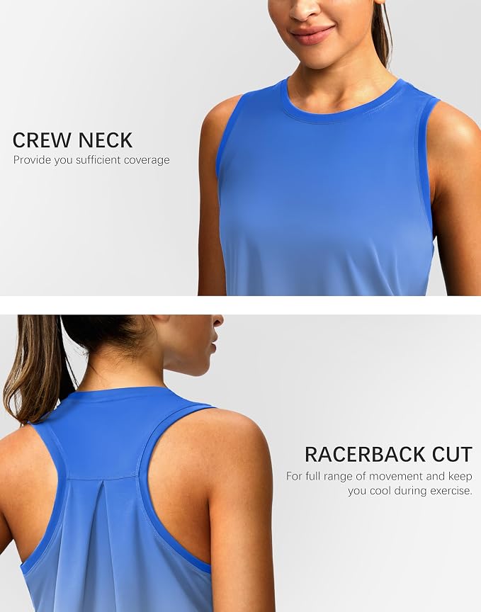 Women's Workout Tops Racerback Athletic Tank Tops Sleeveless Loose Fit Yoga Running Gym Shirts for Women