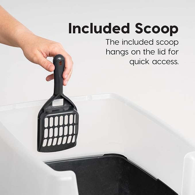 IRIS USA Large High Sided Cat Litter Box, Scatter Shield, Black | Active Cats, Tall Wall Protection, Kick-Proof Sides, Extra Deep Pan, Easy Daily Scoop, Keeps Floor Clean