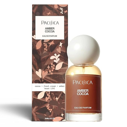 Pacifica Amber Cocoa Eau de Parfum – Warm Spiced Gourmand Perfume for Women with Cinnamon, Coffee, Vanilla & Sandalwood, Long Lasting, Vegan, Cruelty-Free, Paraben-Free, 1 fl oz