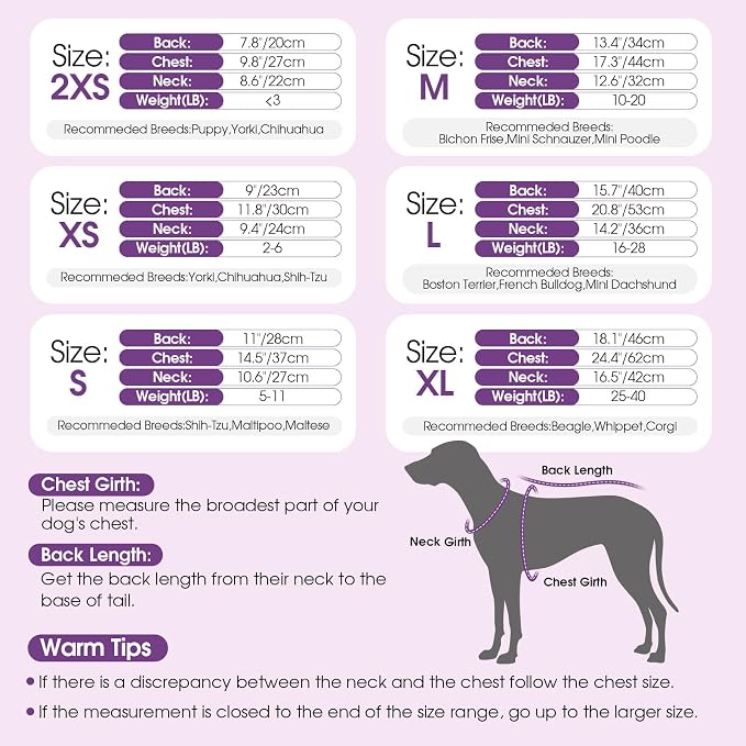 Dog Sweater Dress Plaid Knitwear for Small Medium Dogs Warm Puppy Pet Turtleneck Stretch Pullover Cute Fall Winter Vest Clothes with Leash Hole for Christmas (Purple, M)